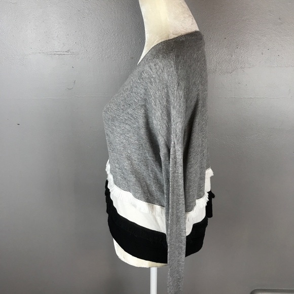 Kensie long sleeve striped top fringe M - Picture 6 of 8
